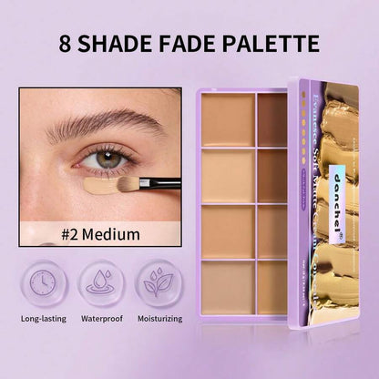 8-Color Concealer Palette, Full Coverage Waterproof Contour & Highlighter Makeup Palette, Moisturizing & Easy-To-Blend Face Concealer Suitable For Dullness, Acne And Blemishes, Long-Lasting Matte Finish